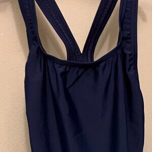 Blue Speedo Razor Back Athletic competition swimsuit Girls  size 34